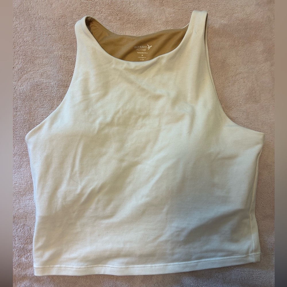 Old Navy Cream Ribbed Crop Tank Top